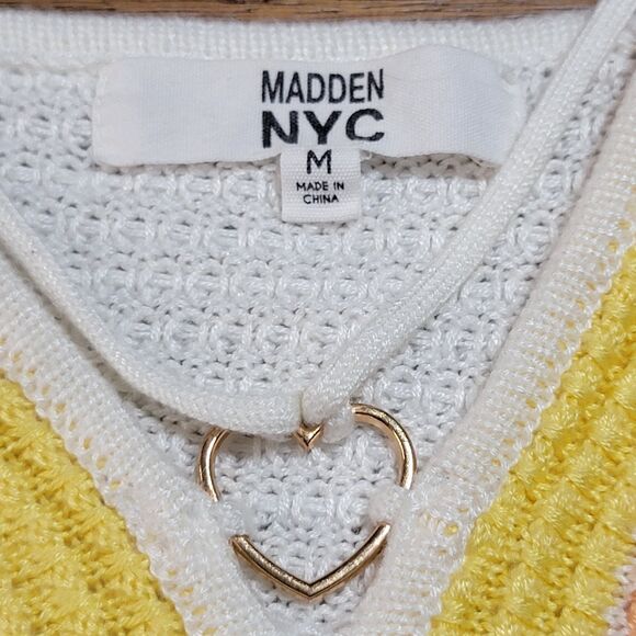 Madden NYC Knit Crop Top Tank Cream Yellow & Orange - Size Medium - Picture 2 of 5